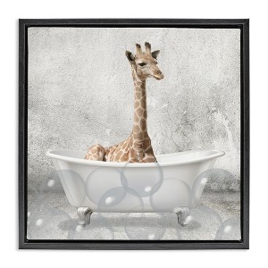 Stupell Industries Baby Giraffe Bath Time, 18" x 18" - 1 of 4
