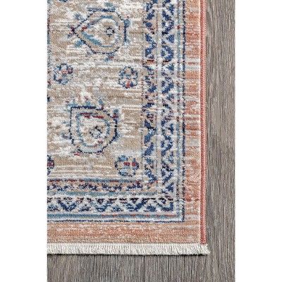 Makenna Beige and Orange Medallion 5' x 7' Area Rug