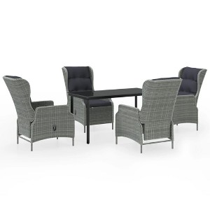 vidaXL Patio Dining Set Outdoor Dining Set Table and Chair Set for Garden - Light Gray 5 Piece 55.1" Table Length - 1 of 4