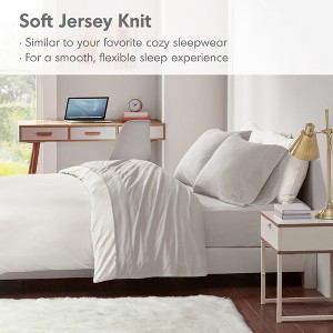 4 Pcs Stylish Jersey Knit Cotton Sheet Set, All Season Home Textile for Modern Bedroom Decor - 1 of 4