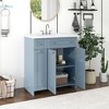 Vynxaria 30" Blue Bathroom Vanity with Ceramic Sink, Abundant Storage, 2 Soft-Close Doors & Double-Tier Drawer - 3 of 4