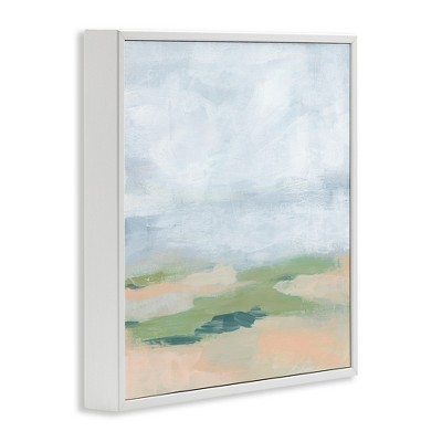 White Framed Abstract Landscape Canvas Print, 24" x 24"