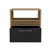 Vynxaria Modern Nightstand: Stylish Storage with Wheels in Natural Oak & Black - 4 of 4