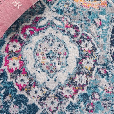 Blue Rectangular Hand-knotted Synthetic Area Rug