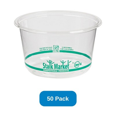 StalkMarket 16 oz Round Deli Container Clear Stalk Market Compostable PLA - Pack of 50