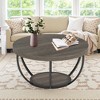 Lirago 31.69" Round Coffee Table 2 Tier Modern Wooden Cocktail Table with Metal Base for Living Room Office Sturdy and Elegant Design Gray - 2 of 4
