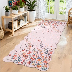 Nasitip Traditional Falling Flowers Area Rug for Living Room Bedroom， Washable Low-Pile Rug with Non-Slip Backing - 1 of 4