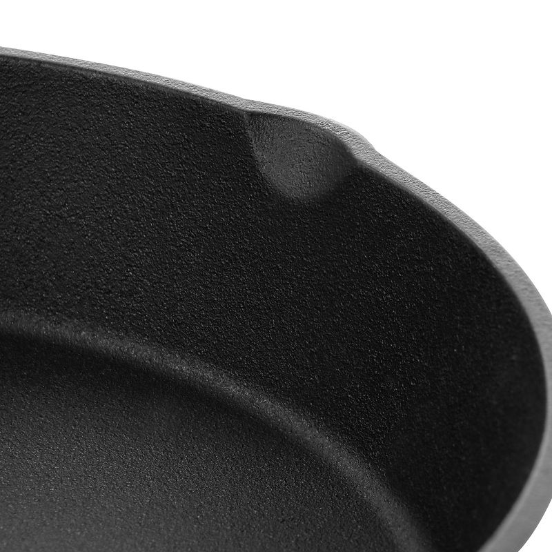 MegaChef Round Preseasoned Cast Iron Frying Pan with Handle in Black, 3 of 7
