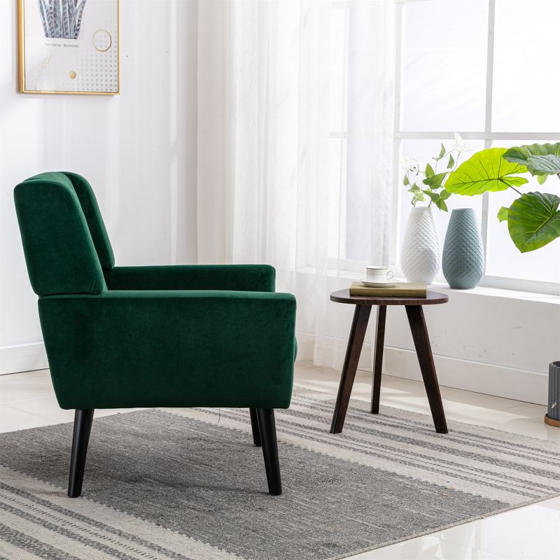 Modern Soft Velvet/Linen Upholstered Accent Chair with Armrests - ModernLuxe, 4 of 11