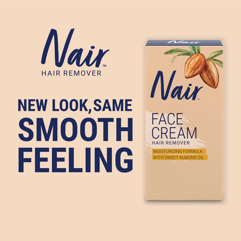 Nair Moisturizing Facial Hair Removal Cream with Sweet Almond Oil - 2.0oz, 4 of 10