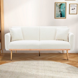 MOONMISS Polyester Sofa Set Loveseat Sofa with Metal Feet , 65"Convertible Futon loveseat - 1 of 4