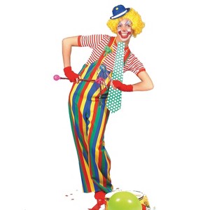 Halloween Express Adult Striped Clown Overalls Costume - 1 of 1