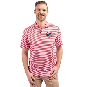 Chicago Cubs Cutter & Buck Virtue Eco Pique Stripe Recycled Mens Polo - 1 of 1