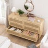 KTMBDW 6 Drawer Dresser for Bedroom, Modern Rattan Dresser, Bedroom Dressers with Drawers, 51" Large Double Wooden Chest of Drawers for Living Room - 2 of 4