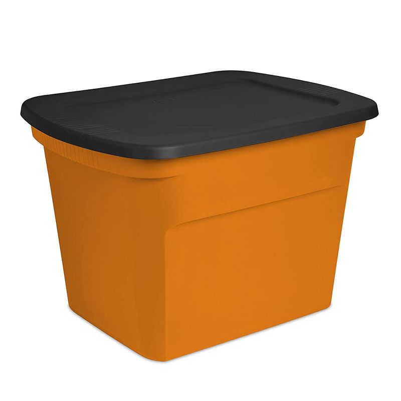 Sterilite 18 Gallon Orange Plastic Storage Container Bin Tote with Black Lid, Halloween, 3 of 5