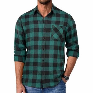 COOFANDY Mens Flannel Shirts Long Sleeve Plaid Button Down Shirt Casual Cotton Shirt with Pocket - 1 of 4