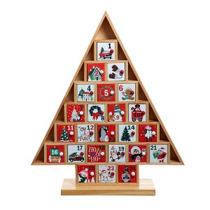 Kurt Adler 15-Inch Wooden Tree Advent Calendar - 1 of 4