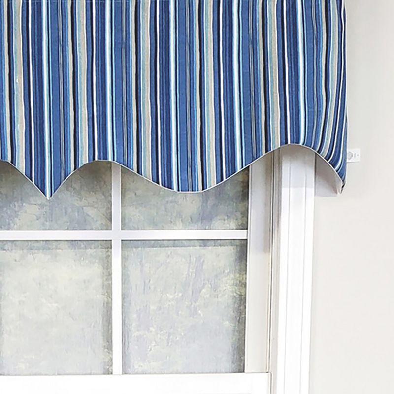 RLF Home Modern Design Classic Beach Stripe Regal Style Window Valance 50" x 17" Blue, 3 of 5