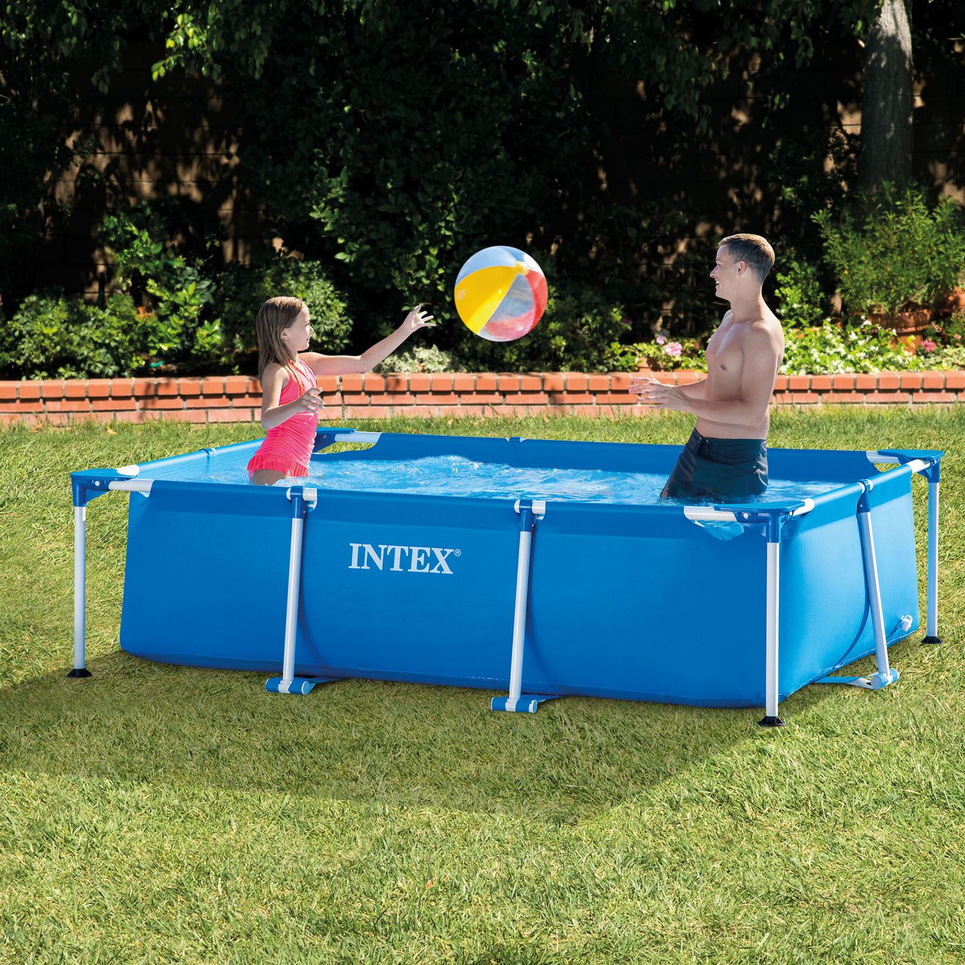 Intex 8.5ft x 26in Rectangular Frame Above Ground Backyard Swimming Pool, Blue - image 4 of 6