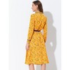 INSPIRE CHIC Women's Floral Keyhole Tie Neck Belted A-Line Midi Dresses - 4 of 4