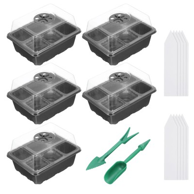 Unique Bargains Durable Plastic Breathable Light-transmissive Corrosion-resistant Seeding Tray 8 Pcs
