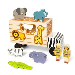 Melissa & Doug Animal Rescue Shape-Sorting Truck - Wooden Toy With 7 Animals and 2 Play Figures - 1 of 4