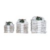Transpac Metal 12.99 in. Silver Christmas Light Up Ticking Stripe Bow Present Decor Set of 3 - 2 of 4