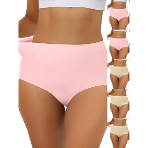 INSPIRE CHIC Women's Elastic High-Waisted Unlined Breathable No-Show Hipster Underwear 6 Packs - 1 of 4