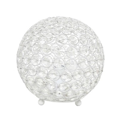 8" Elipse Crystal Ball Sequin Table Lamp White - Elegant Designs