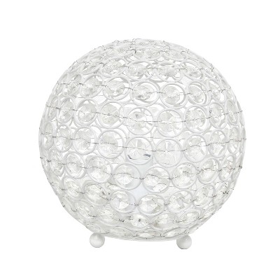 8" Elipse Crystal Ball Sequin Table Lamp White - Elegant Designs