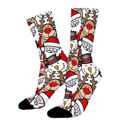 Dsane Christmas Background Women Printed Crew Socks Funny Funky Socks Soft Polyester Novelty Gifts for Artists Men