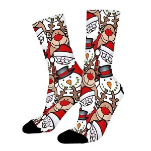Dsane Christmas Background Women Printed Crew Socks Funny Funky Socks Soft Polyester Novelty Gifts for Artists Men - 1 of 1