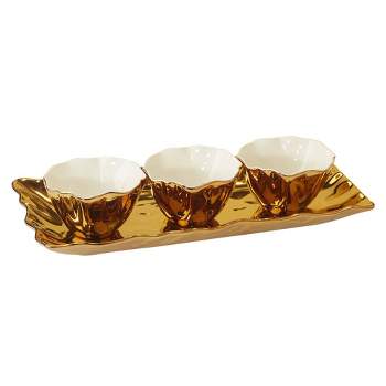 Certified International 4pc Gold Coast Tray and Condiment Bowl Set