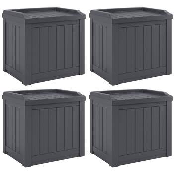 Suncast 22-Gallon Indoor or Outdoor Backyard Patio Small Storage Deck Box with Attractive Bench Seat and Reinforced Lid, Cyberspace (2 Pack)