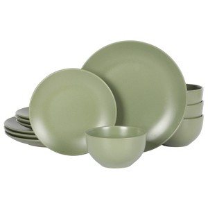 Gibson Home Queenslane 12-Piece Stoneware Matte Dinnerware Set - 1 of 4