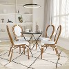 Emma & Oliver Massalia Set of Two Indoor/Outdoor Stacking Thonet Bistro Style Chairs with Textilene Seat and Bamboo Finished Metal Frame - 2 of 4