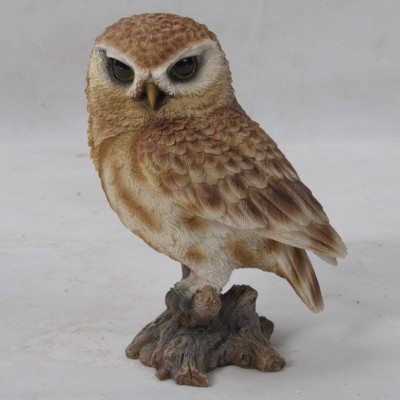 6" Polyresin Small Brown Owl on Stump Statue Brown - Hi-Line Gift
