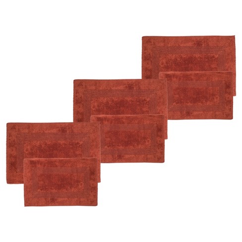 Lavish Home 100% Cotton Reversible Long Bath Rug - Brick