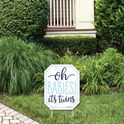 Big Dot of Happiness It's Twin Boys - Outdoor Lawn Sign - Blue Twins Baby Shower Yard Sign - 1 Piece