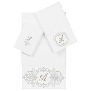 Linum Home Textiles 100% Turkish Cotton MONICA 3PC Embellished Towel Set - 1 of 4