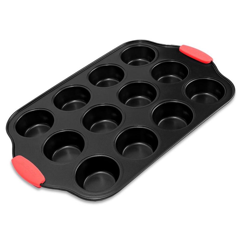 NutriChef 12 Cup Muffin Pan - Deluxe Nonstick Gray Coating Inside & Outside, 1 of 7