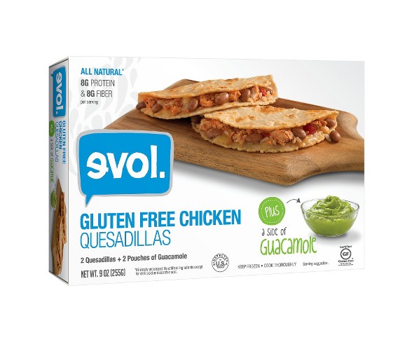 Evol Gluten Free Frozen Chicken Quesadilla with Guacamole - 9oz