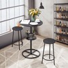VECELO 3-Piece Bar Table Set Round Counter Height Table and Chair with Wine Rack Brown/Black - 2 of 4
