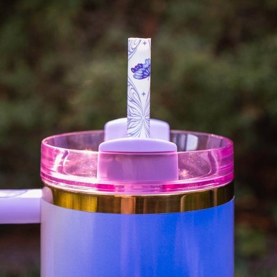 (Total 3 packs 12 straws)CharCharms 4pk 20oz, 30oz, 40oz Water Bottle Straws Wicked 2 Glinda