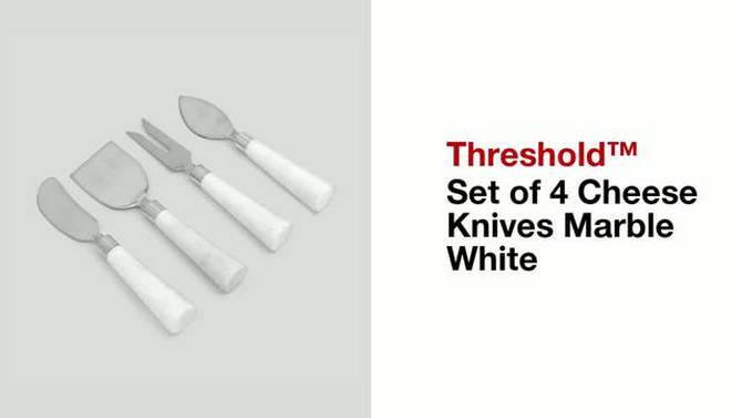 4pk Stainless Steel Cheese Knives Marble White - Threshold&#8482;, 2 of 5, play video