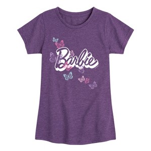 Girls' - Barbie - Butterfly Logo Fitted Short Sleeve Graphic T-Shirt - 1 of 3