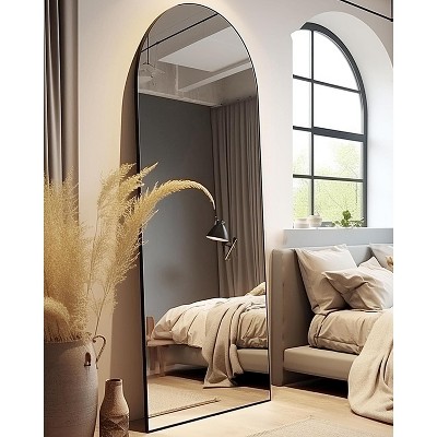 Arched Mirror - Full Length, Standing or Wall Mounted, 58"18", Aluminum Frame - Gold