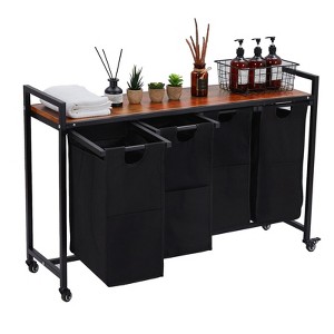 Laundry Hamper, Laundry Sorter 4 Section Laundry Basket Organizer with Removable Laundry Bag and Top Shelf - 1 of 4