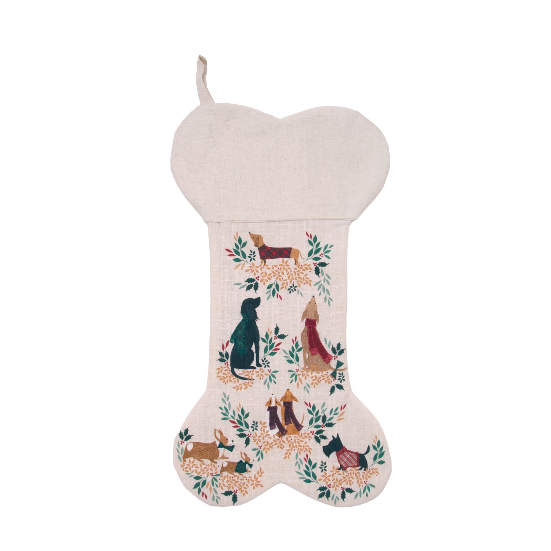 carol & frank Dog Bone Shaped Christmas Stocking 18"