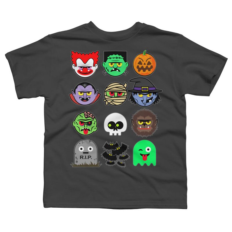 Boy's Design By Humans MONSTER FACES Halloween Emoji Shirt Skeleton Dracula Costume By vomaria T-Shirt, 1 of 4